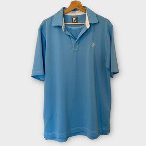 🦜 FootJoy Golf Polo Shirt Powder Blue Athletic Fit FLAWED SEE NOTE Sz L